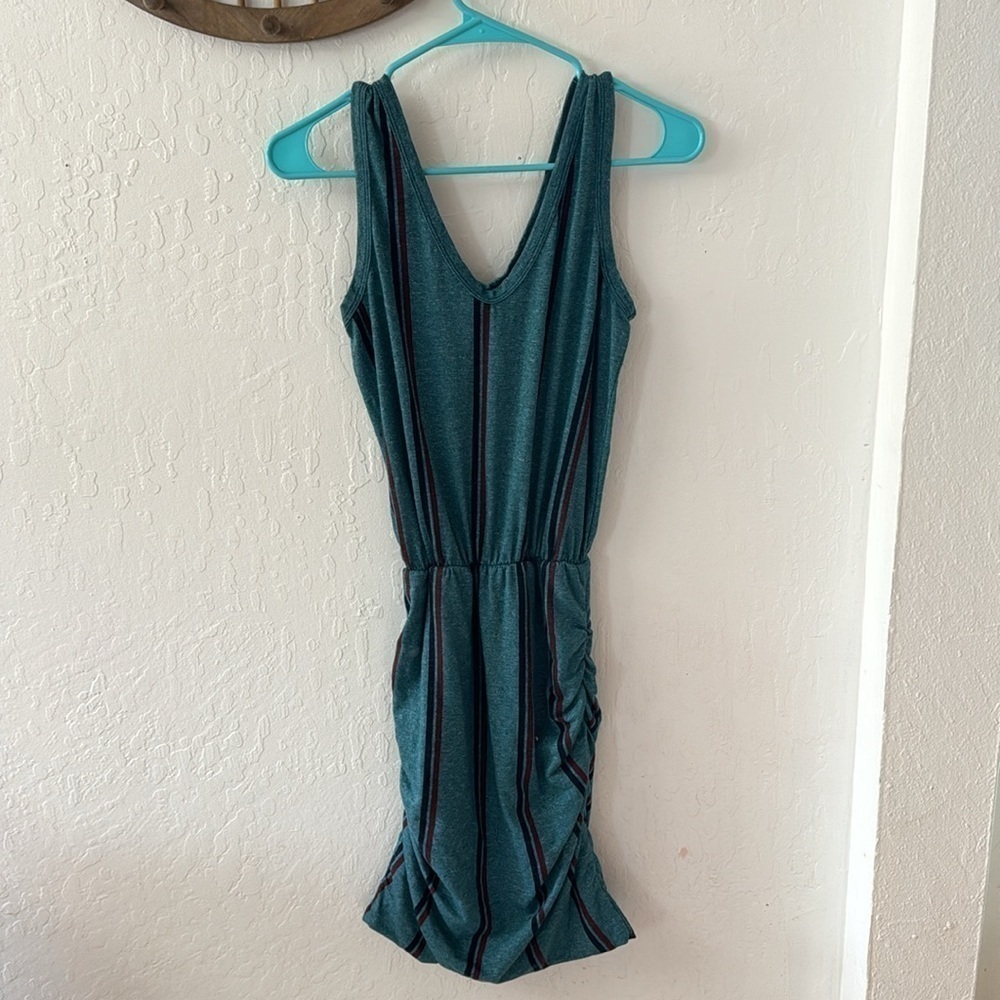 Sundry Teal Maroon Sleeveless Tank Ruched Striped Casual Sundress Size 0 - Picture 4 of 10